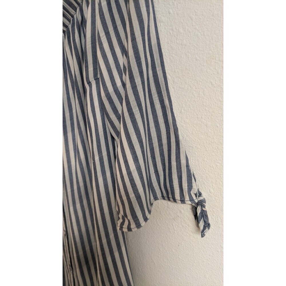 Women's Cloth & Stone Blue & White Striped Off Shoulder Viscose Blend Dress L - Picture 6 of 8